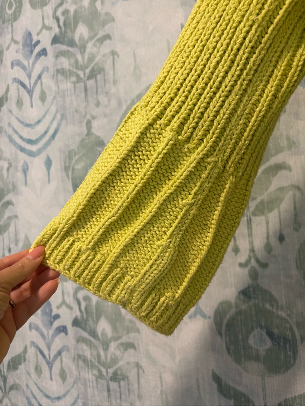 Pure Handknit Chartreuse Knit Cardigan with Decorative Buttons - Picture 5 of 8